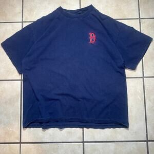 Vintage Y2K Stitches Boston Red Sox Baseball Embroidered Blue T-Shirt Mens XL